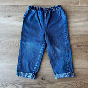 Vintage Baby Toddler Gender Neutral Dark Wash Wide Leg Cuffed Jeans 24 Months